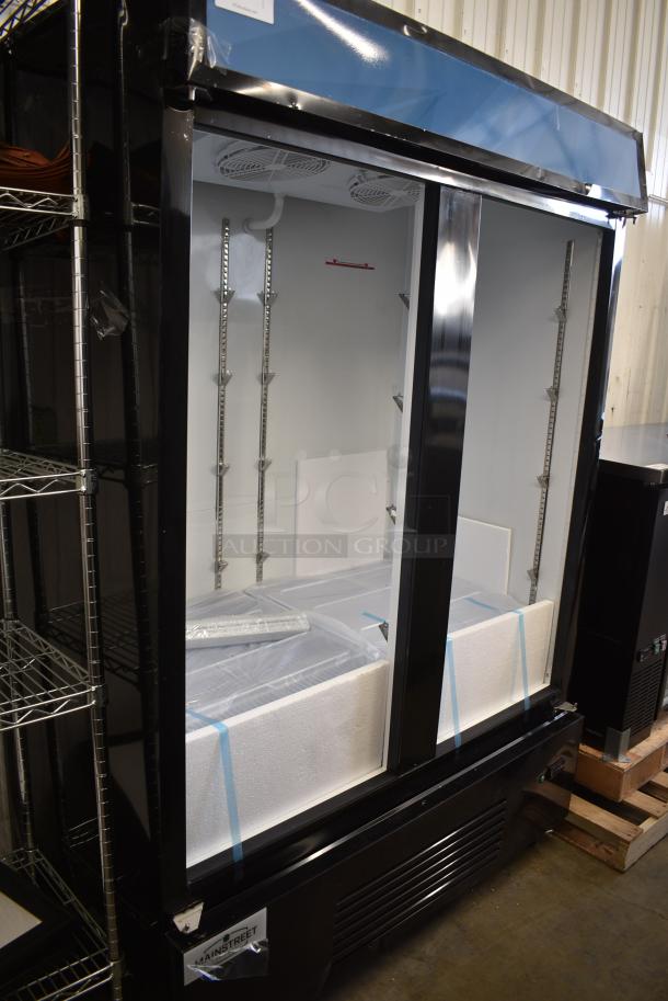 BRAND NEW SCRATCH AND DENT! Mainstreet 829GMC49B Metal Commercial 52 3/4" 2 Door Swing Glass Door Merchandiser Refrigerator Merchandiser. Doors Need To Be Reattached. 115 Volts, 1 Phase. Tested and Working! - Image 2 of 6