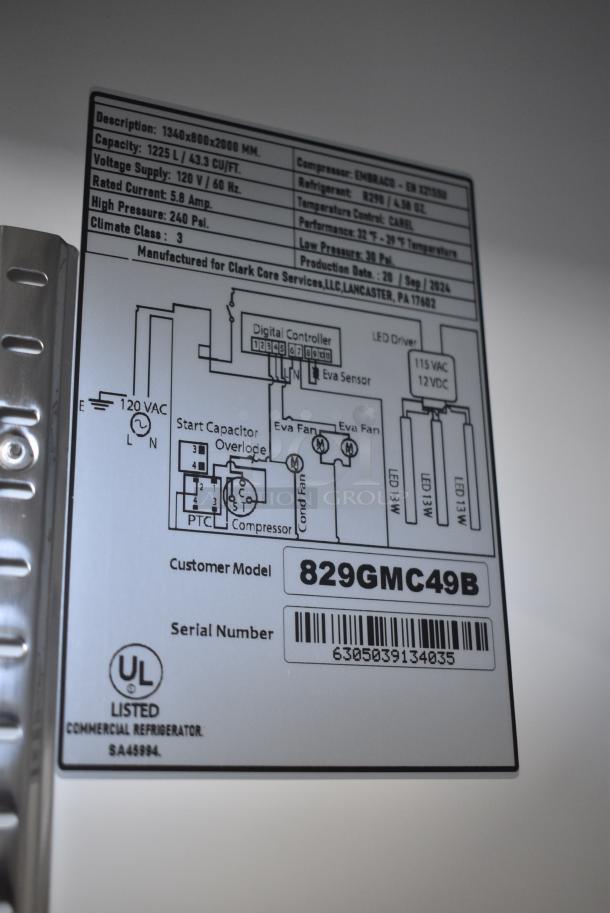 BRAND NEW SCRATCH AND DENT! Mainstreet 829GMC49B Metal Commercial 52 3/4" 2 Door Swing Glass Door Merchandiser Refrigerator Merchandiser. Doors Need To Be Reattached. 115 Volts, 1 Phase. Tested and Working! - Image 6 of 6