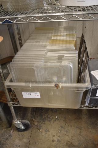 ALL ONE MONEY! Lot of Various Poly Clear Drop In Bin Lids in Poly Bin