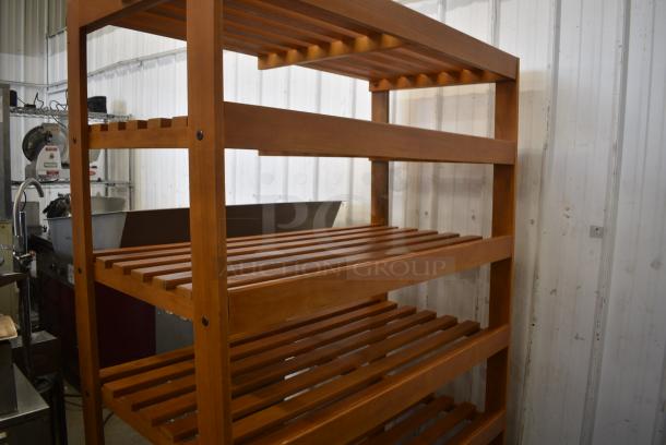 BRAND NEW SCRATCH AND DENT! Wood Pattern 5 Tier Shelving Unit - Image 3 of 4