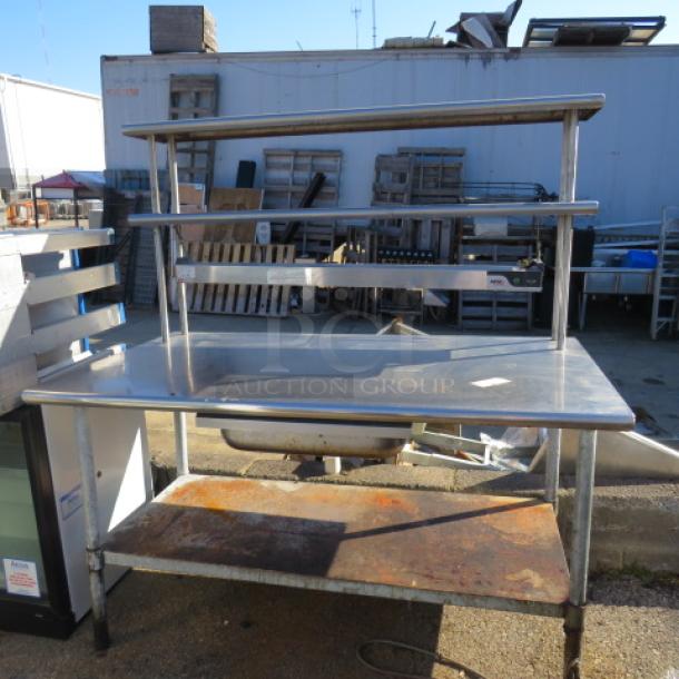 One Stainless Steel Table With 1 SS Drawer, Under Shelf, 2 SS Over Shelves. With 1 APW WYOTT Food Warmer. Model# FD48. 120 Volt. 60X36X63 - Image 1 of 1
