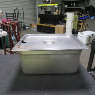One 1/2 Size 6 Inch Deep Hotel Pan With Lid.