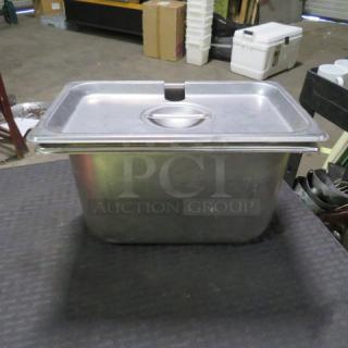 One 1/4 Size 6 Inch Deep Hotel Pan With Lid.