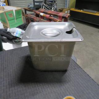 One 1/6 Size 6 Inch Deep Hotel Pan With Lid.