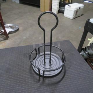 One Lot Of 12 Black Metal Table Top Condiment Holders.