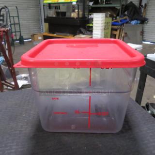 One 6 Quart Food Storage Container With Lid.
