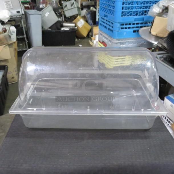 One Full Size 4 Inch Deep Food Storage Container With Dome Shaped Flip Lid. - Image 1 of 3