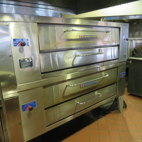 Bakers Pride double stack deck pizza oven showing stone cooking surfaces