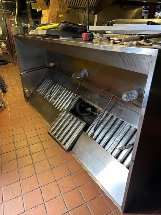 One 9 Foot  Stainless Steel Hood System With Lights, Filters, Piping And Ansul. - Image 1 of 3