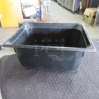 One Half Size 6 Inch Deep Black Food Storage Container.