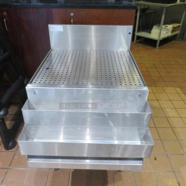 One Glastender Drain Table With 2 Tier Bottle Rail, Under Shelf, And Backsplash. 24X33X37 - Image 2 of 3