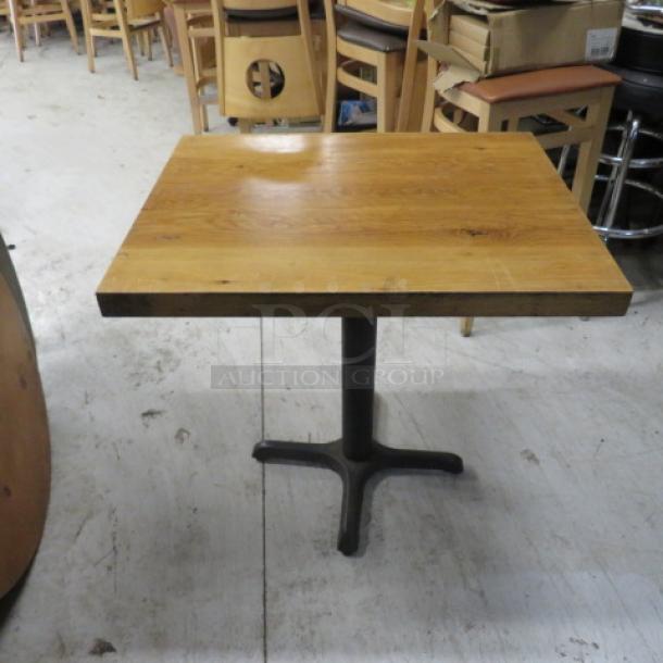 One Solid Wooden Table On A Pedestal Base.  24X30X29 - Image 1 of 1