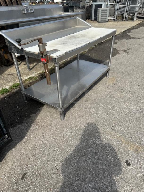 One Stainless Steel Table With A SS Under Shelf, 10lb Can Opener, Back Splash And Cutting Board. 62X32X40 - Image 2 of 2