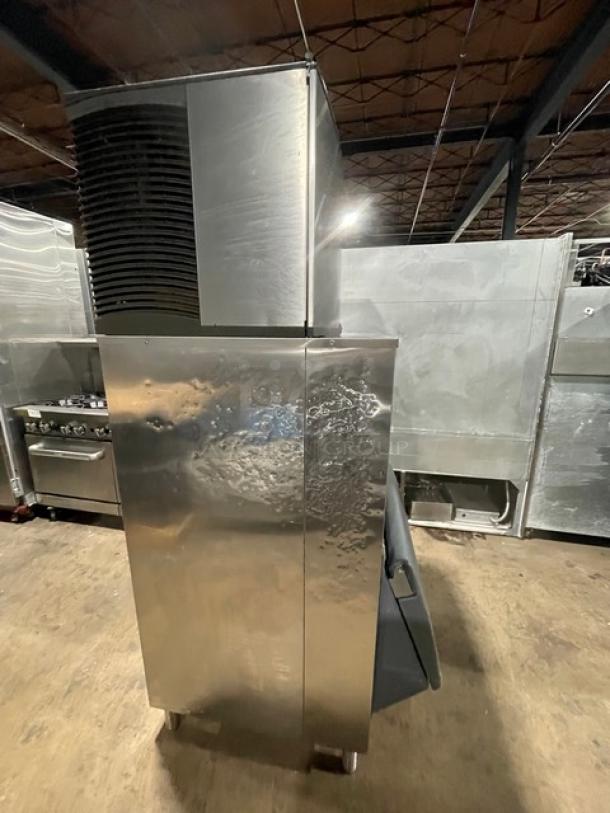 Manitowoc Commercial Stainless Steel Air-Cooled Ice Cube Making Machine Head/Ice-O-Matic Ice Bin Combo! With Flow Control Ice Sheild & Lift-Up Stay-Open Style Door! Model: SY0454A SN: 110490208! 115V 1 Phase! On Legs! - Image 2 of 9