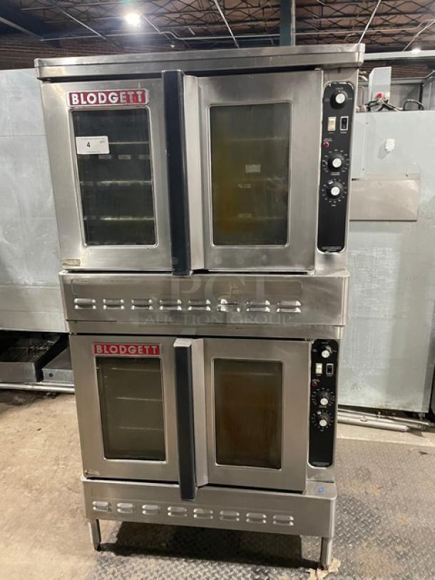 Great! Blodgett Commercial Stainless Steel Natural Gas Powered Double Stack Convection Oven! With Thermostatic Controls! With Wire Oven Rack! SN: 021601RA025Z! On Legs! 2X Your Bid Makes One Unit! On Legs! Working When Removed! - Image 1 of 8