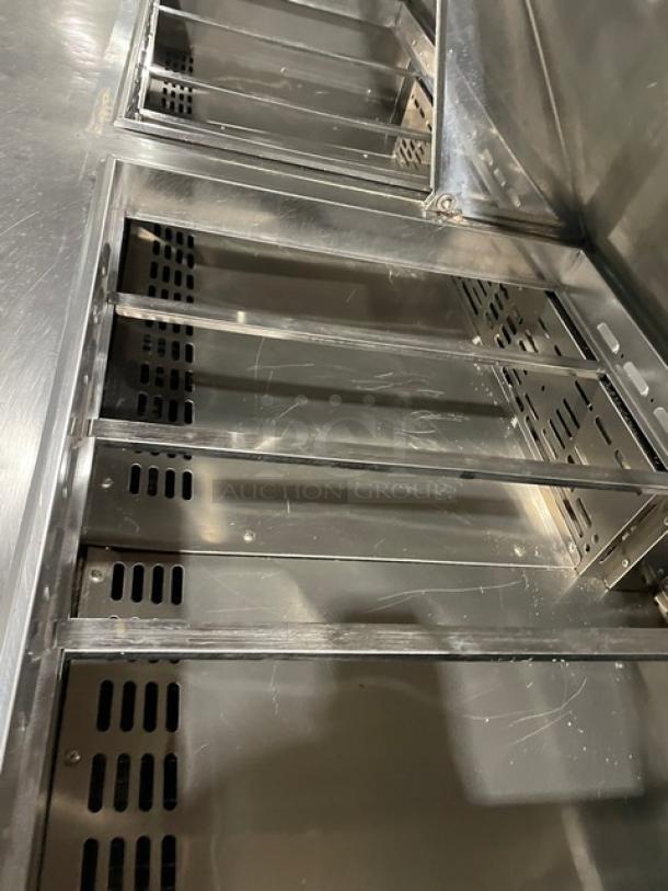 Turbo-Air Commercial Stainless Steel 3 Door Refrigerated Bain Marie Style Mega Top Salad/Sandwich Prep Table! With Poly Coated Wire Rack! Model: MST-72-30-N! 115V 1 Phase! On Casters! - Image 6 of 9