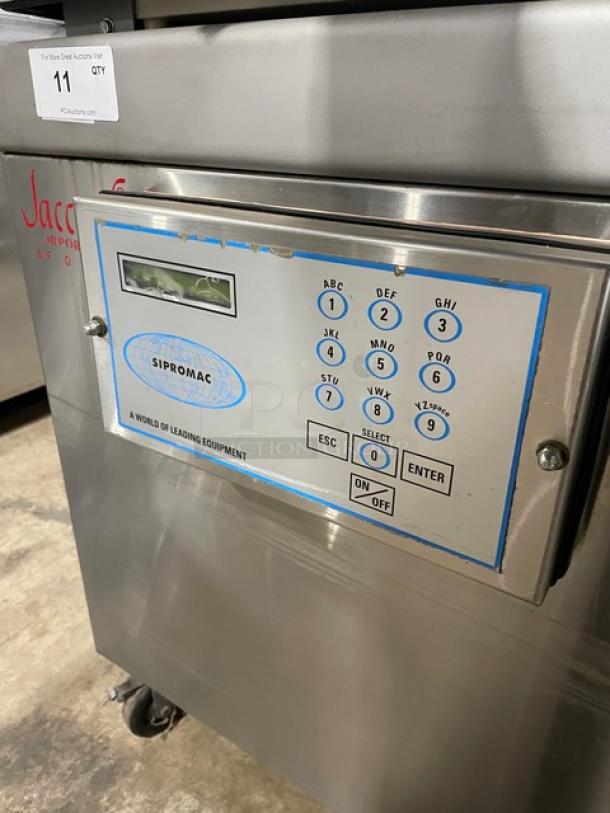 Nice! Sipromac Commercial Stainless Steel Electric Powered Free Standing Professional Chamber Vacuum Sealing Machine! With Two 26" Seal Bars! Model: 550A SN: 5516! 208V 3 Phase! On Casters! Working When Removed! - Image 7 of 9
