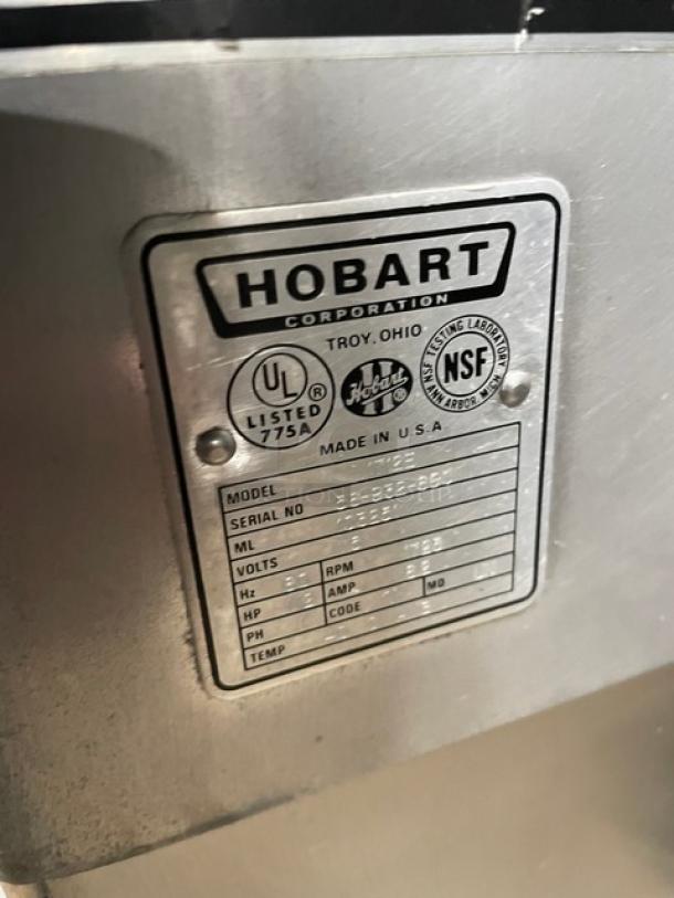 Hobart Commercial Heavy Duty Electric Powered Countertop Deli Meat Slicer! Model: 1712E SN: 56-932-680! 115V 1 Phase! On Face-To-Face Commercial Stainless Steel Double Shelf Equipment Cart/Stand! With Legs & Casters! - Image 8 of 9
