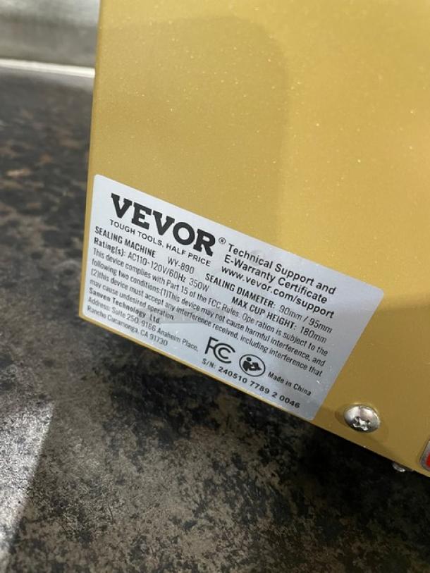 Vevor Commercial Electric Powered Countertop Fully Automatic Cup Sealing Machine! With Digital Control Panel! Model: WY-890 SN: 240510778920046! 120V! On Legs! - Image 5 of 9