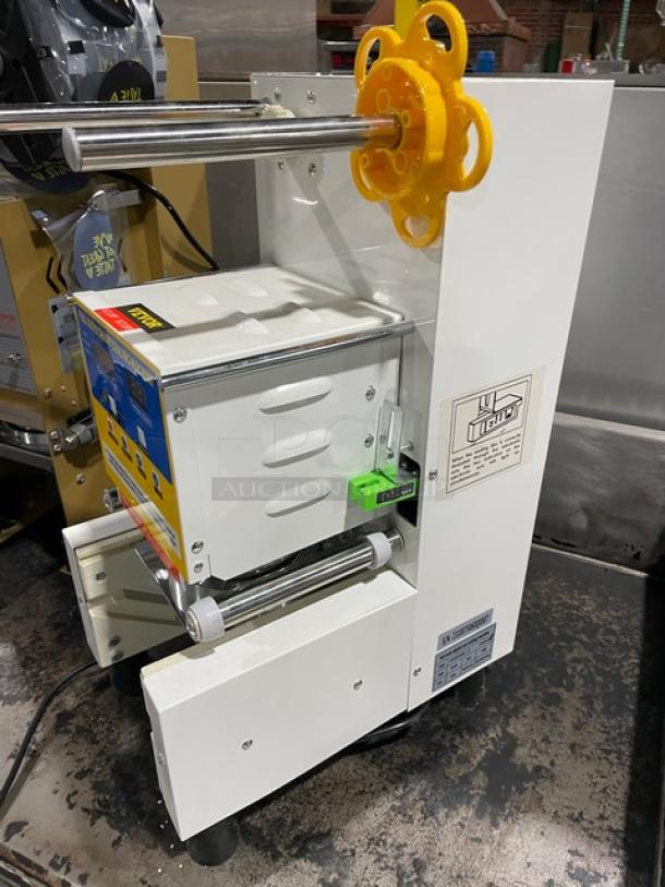Vevor Commercial White Electric Powered Countertop Fully Automatic Smart Cup Sealing Machine! With Smart-Touch Control Panel! Model: BM-905 SN: 2310075860Q0007! 110V! On Legs! - Image 4 of 10