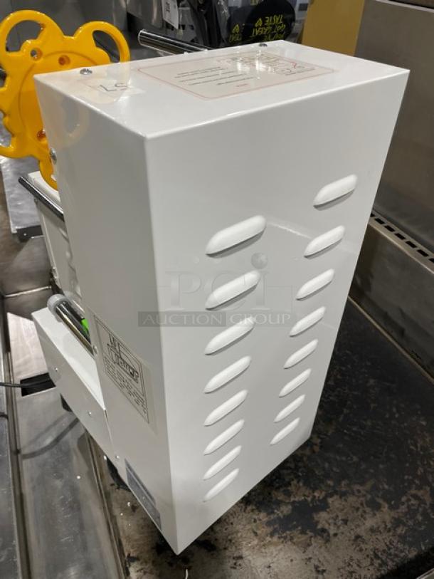 Vevor Commercial White Electric Powered Countertop Fully Automatic Smart Cup Sealing Machine! With Smart-Touch Control Panel! Model: BM-905 SN: 2310075860Q0007! 110V! On Legs! - Image 5 of 10