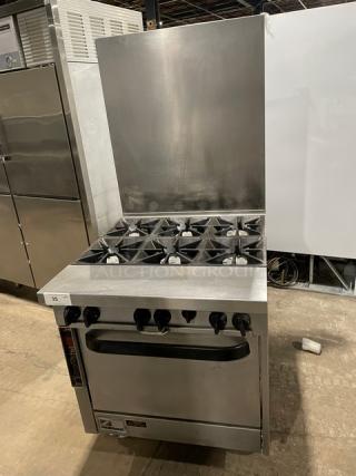 SouthBend Platinum Series Commercial Stainless Steel Natural Gas Powered 6 Burner Range/Oven Combo! With Back Splash! With Wired Oven Rack! Model: P32D-BBB SN: 05M09248! 120V 1 Phase! On Casters!