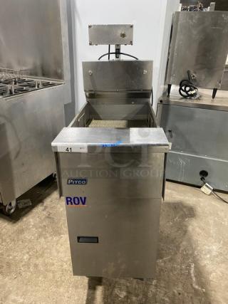 Pitco Solstice Series Commercial Stainless Steel SELV Fryer-Match Style Bread & Batter Cabinet! With BNB Dump Station & Overhead Heat Lamp! Model: SELVBNB SN: F19FD039673! On Legs!