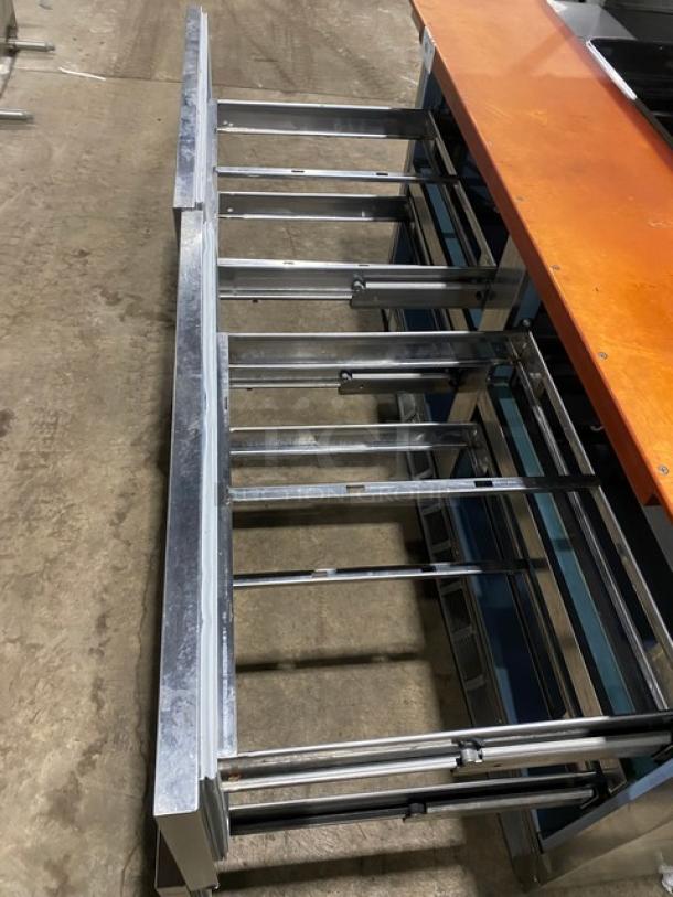 Delfield Commercial Stainless Steel 4 Drawer Refrigerated Bain Marie Style Mega Top Salad/Sandwich Prep Table! With Enclosed Overhead Storage Shelf! With Wooden Butcher/Chopping Block Style Cutting Board! Model: UCD4464N-12-DD5 SN: 1405152001114! 115V 1 Phase! On Casters! - Image 5 of 10