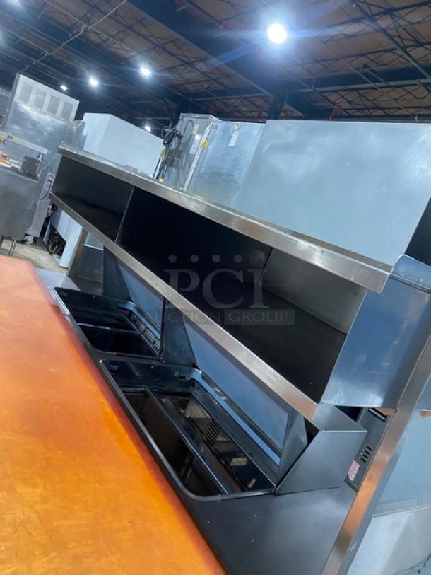 Delfield Commercial Stainless Steel 4 Drawer Refrigerated Bain Marie Style Mega Top Salad/Sandwich Prep Table! With Enclosed Overhead Storage Shelf! With Wooden Butcher/Chopping Block Style Cutting Board! Model: UCD4464N-12-DD5 SN: 1405152001114! 115V 1 Phase! On Casters! - Image 8 of 10