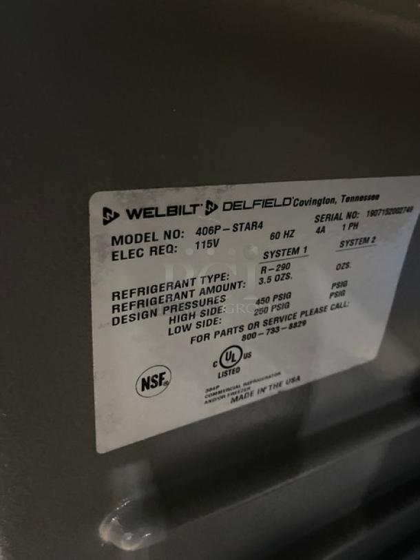 Delfield Commercial Stainless Steel Solid Single Door Undercounter Refrigerator! Model: 406P-STAR4 SN: 1907152002749! 115V 1 Phase! On Casters! - Image 6 of 7