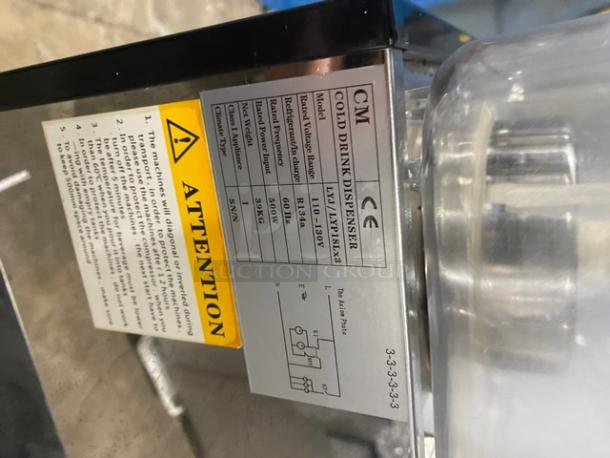 Cecilware Commercial Stainless Steel Electric Powered Countertop Refrigerated Triple Cold Beverage/Juice Dispenser Machine! With Three 18 L. Clear Polycarbonate Hoppers! Model: LYJ/LYP18Lx3! 110-130V! - Image 10 of 10