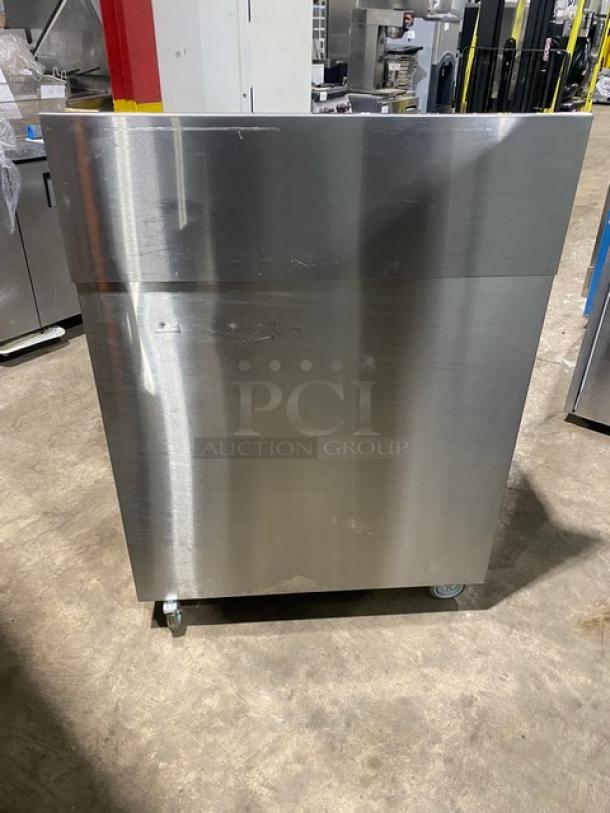 Commercial Stainless Steel Single Well Hot & Cold Mobile Handwashing Station! With Back Splash & Swivel Gooseneck Faucet! With Enclosed Cabinet Type Base! On Casters! - Image 4 of 6