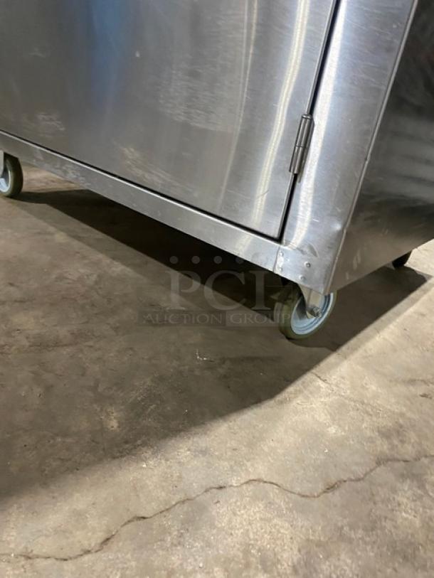 Commercial Stainless Steel Single Well Hot & Cold Mobile Handwashing Station! With Back Splash & Swivel Gooseneck Faucet! With Enclosed Cabinet Type Base! On Casters! - Image 6 of 6