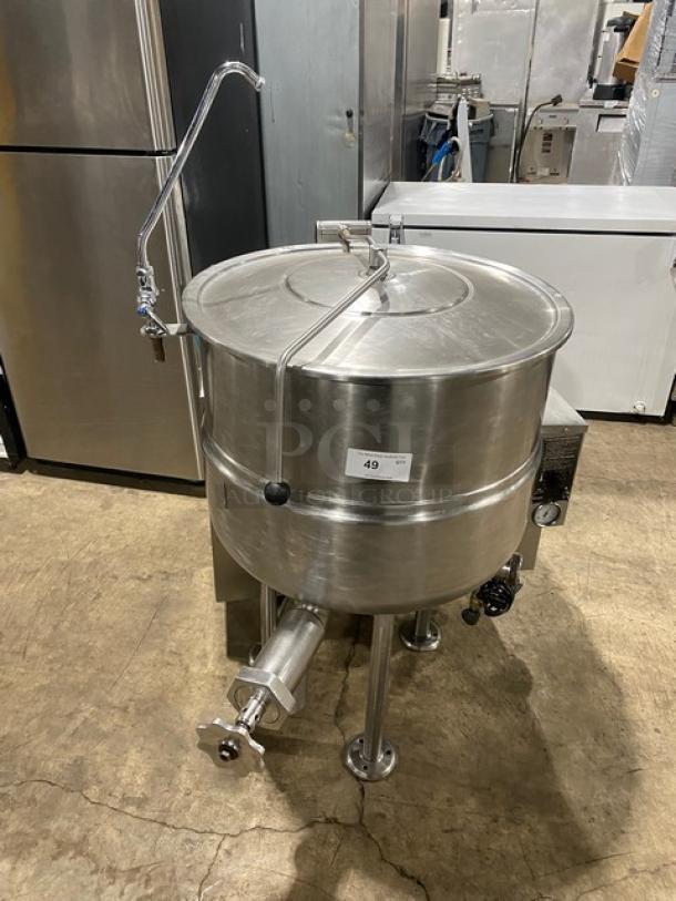 WOW! Cleveland Range Commercial Stainless Steel Natural Gas Powered Self Contained 40 Lb. Stationary Steam Kettle! With Gooseneck Faucet! Model: KGL-40 SN: WT2697-93E-01! On Legs! Working When Removed! - Image 1 of 9