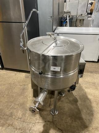 WOW! Cleveland Range Commercial Stainless Steel Natural Gas Powered Self Contained 40 Lb. Stationary Steam Kettle! With Gooseneck Faucet! Model: KGL-40 SN: WT2697-93E-01! On Legs! Working When Removed!