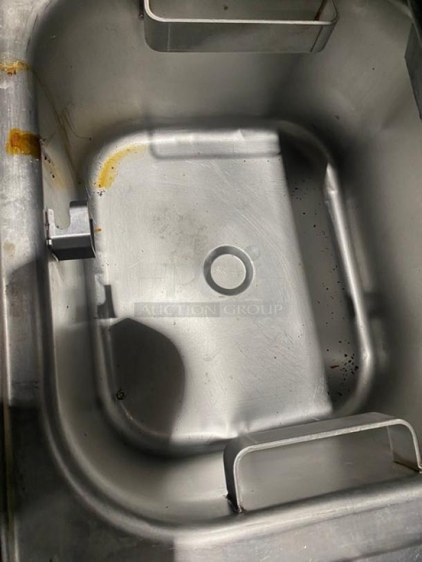 Amazing! Vulcan Commercial Stainless Steel Natural Gas Powered Double-Bay Deep Fat Fryer! With Back Splash & Basket Hangers! With Oil Filter System! On Casters! Working When Removed! - Image 8 of 10