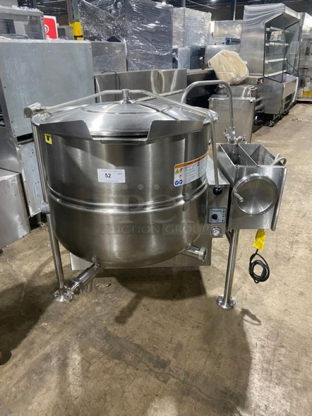 Cleveland Commercial Stainless Steel Natural Gas Powered Self-Contained 2/3 Steam Jacketed 60 Gal. Tilting Kettle! With Gooseneck Faucet! Model: KGL-60-T SN: 140623053445! 120V 1 Phase! On Legs! - Image 1 of 10