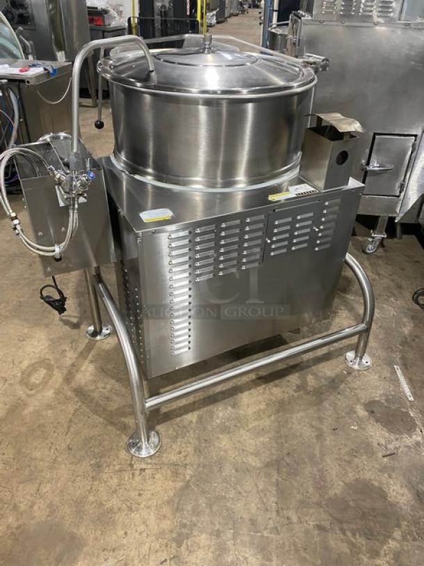 Cleveland Commercial Stainless Steel Natural Gas Powered Self-Contained 2/3 Steam Jacketed 60 Gal. Tilting Kettle! With Gooseneck Faucet! Model: KGL-60-T SN: 140623053445! 120V 1 Phase! On Legs! - Image 3 of 10