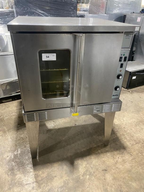 SunFire Commercial Stainless Steel Natural Gas Powered Single Stack Convection Oven! With Thermostatic Controls! With Wired Oven Racks! Model: SCO-GS-10S SN: 1309230000107! 120V 1 Phase! On Legs! - Image 1 of 8