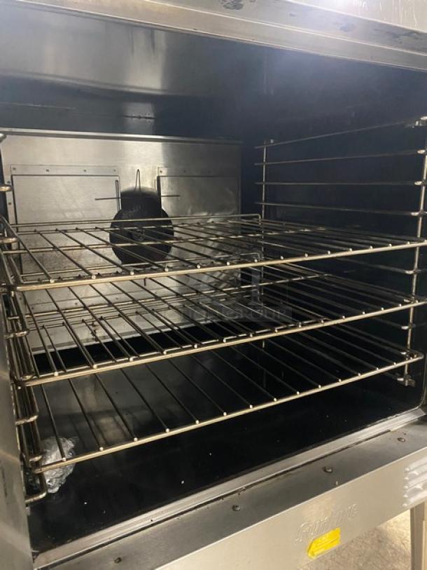 SunFire Commercial Stainless Steel Natural Gas Powered Single Stack Convection Oven! With Thermostatic Controls! With Wired Oven Racks! Model: SCO-GS-10S SN: 1309230000107! 120V 1 Phase! On Legs! - Image 5 of 8