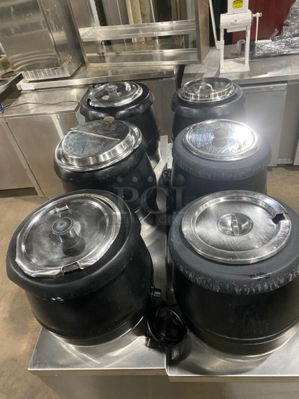 Custom Commercial Stainless Steel Electric Powered 6-Kettle Soup/Food Warming Cart! With Enclosed Storage Cabinet & Single Undershelf! On Casters! - Image 5 of 8