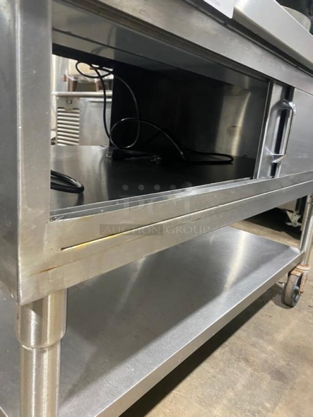 Custom Commercial Stainless Steel Electric Powered 6-Kettle Soup/Food Warming Cart! With Enclosed Storage Cabinet & Single Undershelf! On Casters! - Image 7 of 8