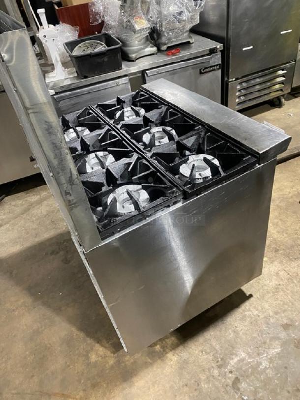 Tri-Star Commercial Stainless Steel Natural Gas Powered 6 Burner Range/Oven Combo! With Back Splash! With Wire Oven Racks! Model: TSR-6-N SN: 991371111024! On Legs! - Image 4 of 10