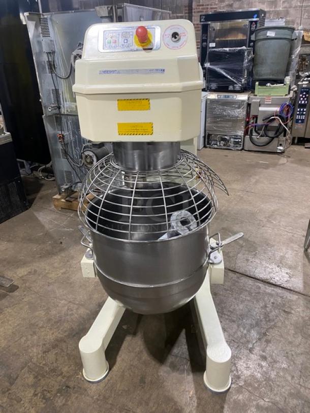 Nice! ABS Commercial Electric Powered Heavy-Duty 80 Qt. Planetary Dough Mixer! With Stainless Steel Bowl Guard & Mixing Bowl! With Flat Beater Attachment! Model: SM-80L SN: 501002! 208V 3 Phase! - Image 1 of 11