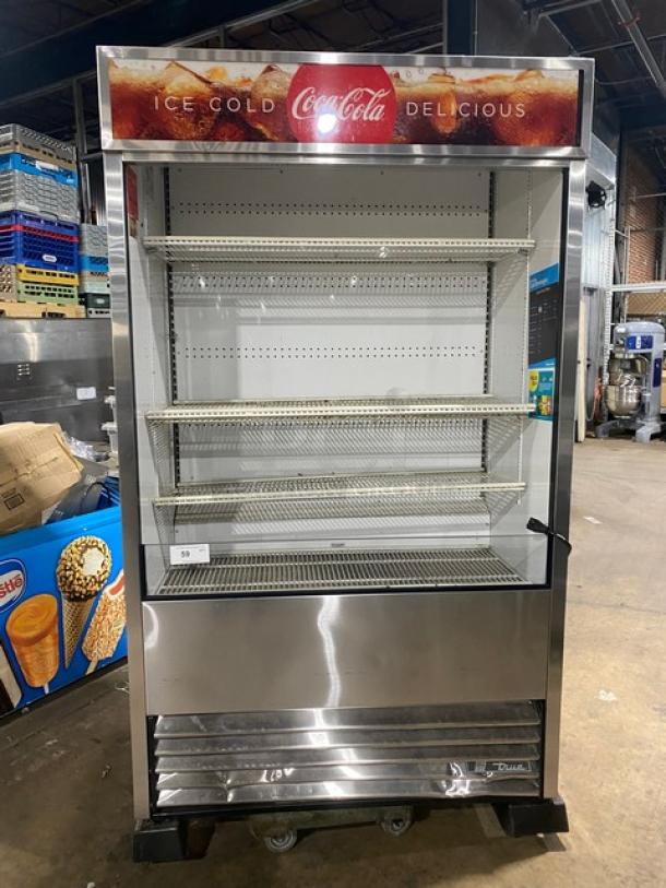 Nice! True Commercial Stainless Steel Multi-Tier Refrigerated Open Grab-N-Go Merchandiser Display Case! With Adjustable Poly Coated Wire Racks! Model: TAC-48-LD SN: 9365189! 208-230V 1 Phase! On Legs! Working When Removed! - Image 1 of 7