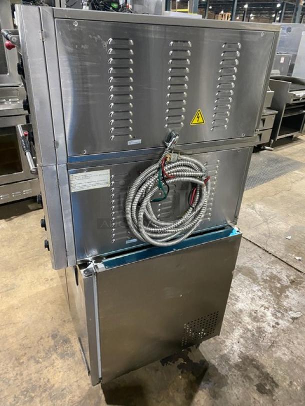 Leego Commercial Stainless Steel Electric Powered Double Stacked Pizza/Bakery Deck Oven! With Iron Bottoms! Model: RN-2109E SN: RN2109E1050000790GA! 220V! On Universal Coolers Commercial Stainless Steel 2 Door Undercounter/Worktop Refrigerator! Model: SC-36-BMI SN: 6456424421091707! 115V! On Casters! ALL ONE MONEY! - Image 2 of 11