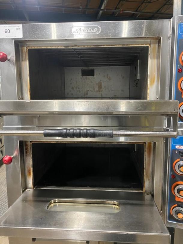 Leego Commercial Stainless Steel Electric Powered Double Stacked Pizza/Bakery Deck Oven! With Iron Bottoms! Model: RN-2109E SN: RN2109E1050000790GA! 220V! On Universal Coolers Commercial Stainless Steel 2 Door Undercounter/Worktop Refrigerator! Model: SC-36-BMI SN: 6456424421091707! 115V! On Casters! ALL ONE MONEY! - Image 8 of 11