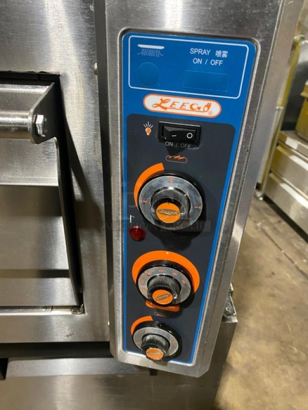 Leego Commercial Stainless Steel Electric Powered Double Stacked Pizza/Bakery Deck Oven! With Iron Bottoms! Model: RN-2109E SN: RN2109E1050000790GA! 220V! On Universal Coolers Commercial Stainless Steel 2 Door Undercounter/Worktop Refrigerator! Model: SC-36-BMI SN: 6456424421091707! 115V! On Casters! ALL ONE MONEY! - Image 10 of 11
