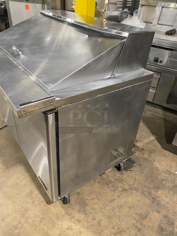 Turbo Air Commercial Stainless Steel 2 Door Refrigerated Bain Marie Style Mega Top Salad/Sandwich Prep Table! With Poly Coated Wire Racks! Model: TST-48SD-18 SN: KM4189Z006! 115V! On Casters! - Image 2 of 9