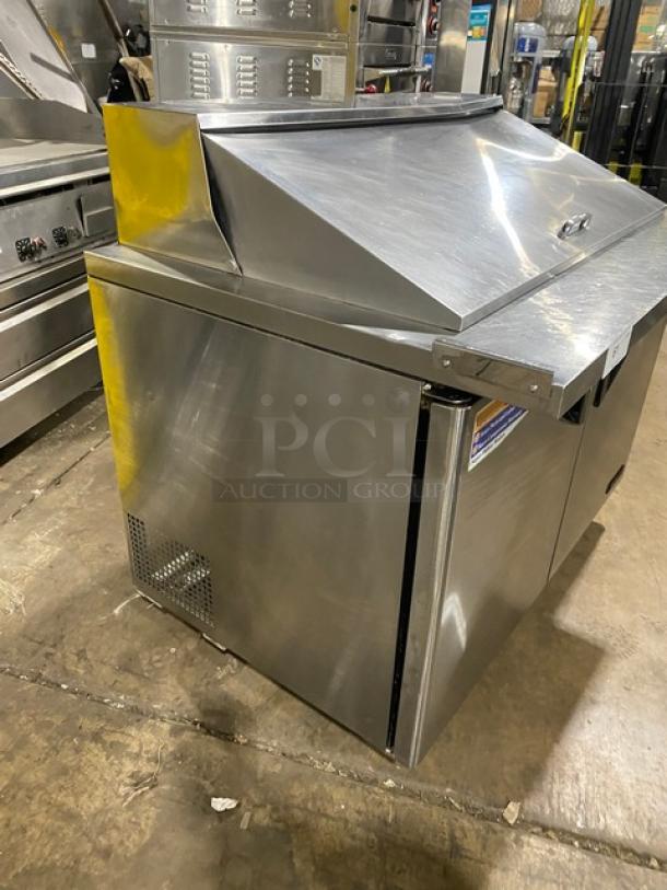 Turbo Air Commercial Stainless Steel 2 Door Refrigerated Bain Marie Style Mega Top Salad/Sandwich Prep Table! With Poly Coated Wire Racks! Model: TST-48SD-18 SN: KM4189Z006! 115V! On Casters! - Image 3 of 9